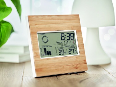 Logo trade corporate gifts image of: Weather station bamboo front TURKU
